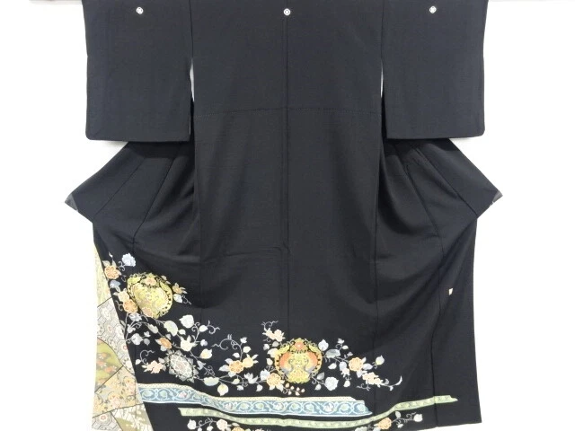 6806849: Japanese Kimono / Vintage Tomesode / Embroidery / Birds & Flower Arabes