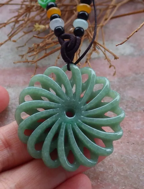 U30 Certified Green Burma 100% A Jade jadeite pendant Flower Knotted 543889 AS 2