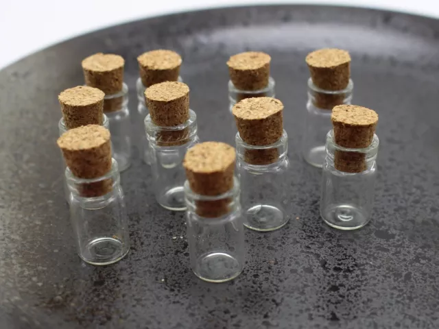 100 Mini Empty Glass Cork Bottle Pendant Vials Wish Charms Clear 10X18mm (0.5ml)