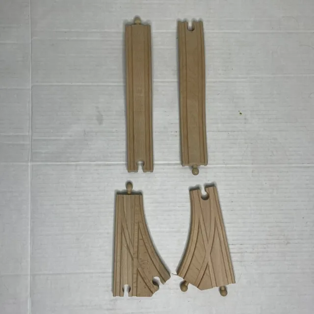 Wooden Railway Track & Turnout Pieces Thomas The Train Brio Replacement Lot of 4