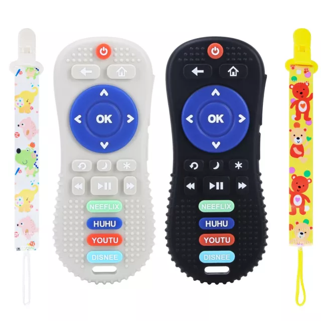 2-Pack Remote Control Shape Teether Toy Gift,  for Babies 6-12 Months, BAP Free