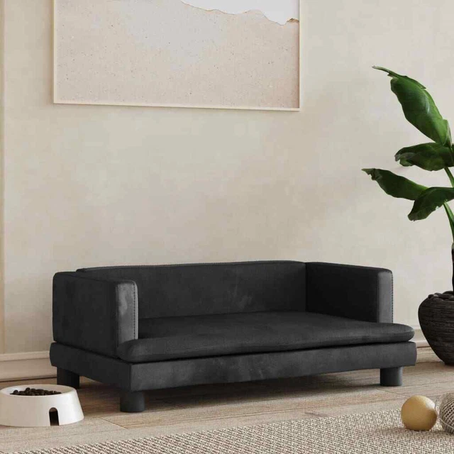 Vidaxl Lettino per Cani Nero 80x45x30 cm in Velluto