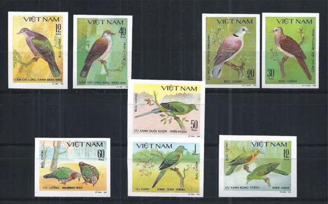 VIETNAM 1981 MiNr: 1163 - 1170 IMPERF FLORA FAUNA BIRDS PIGEONS TAUBEN