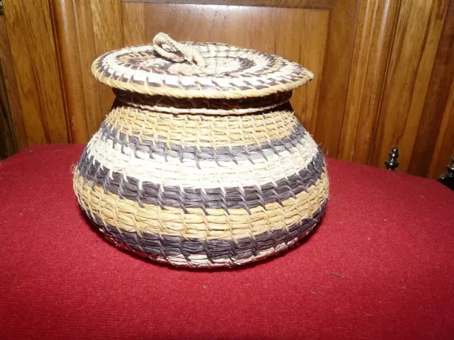 Urarina Peru Amazon Indian Small Basket With Lid #2