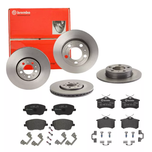 Brembo | Bremsscheiben Coated + Bremsbeläge Vorne + Hinten für Seat Ibiza 3 6L1