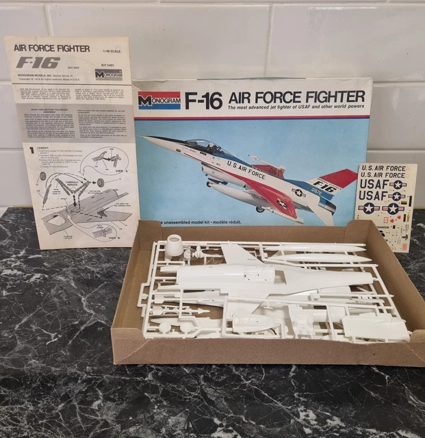 Monogram Jet Models VINTAGE MONOGRAM MILITARY Plane Model Kit F-16 Air Force Jet Fighter 1/ ...