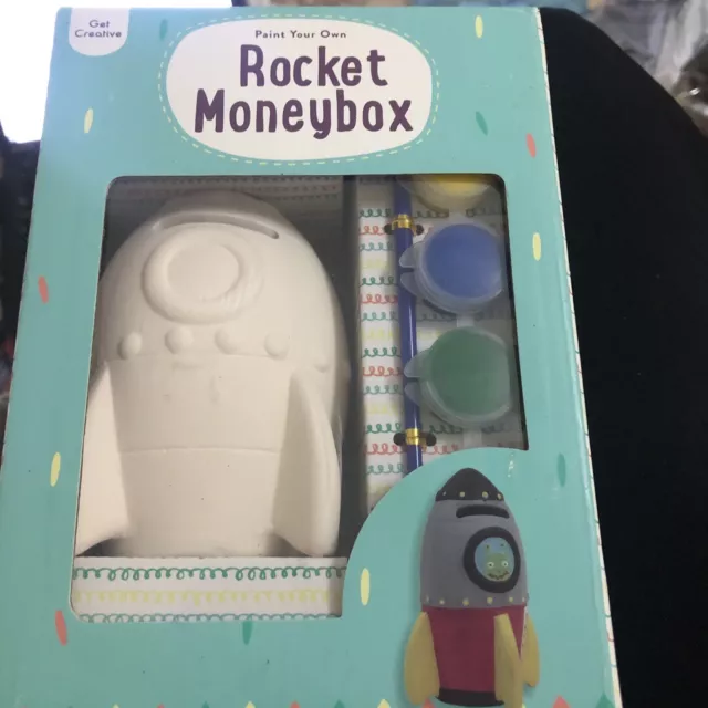 Paint Your Own Rocket Ceramic Money Box Piggy Bank Gift - Brand New