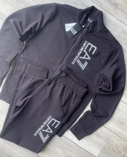 EMPORIO ARMANI EA7 Black Tracksuit Hoody Sweatshirt Pants 7Vpv55 - Xxl ...