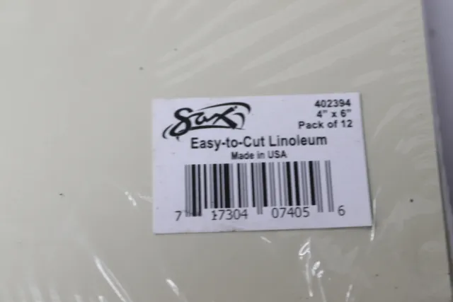 (12-Pk) Sax Easy-To-Cut Unmounted Linoleum 4" x 6" 402394