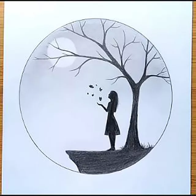Original Art A4 Pencil Circle Lead Pencil Based Beautiful Drawing Free Shipping
