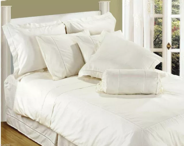 Double Bed Eternity Cream Base Valance Sheet 100% Cotton Luxury Quality Hotel