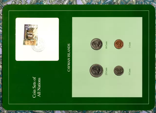 Coin Sets of All Nations Cayman Islands w/card UNC 10 ct 1987 1,5,25 cents 1990