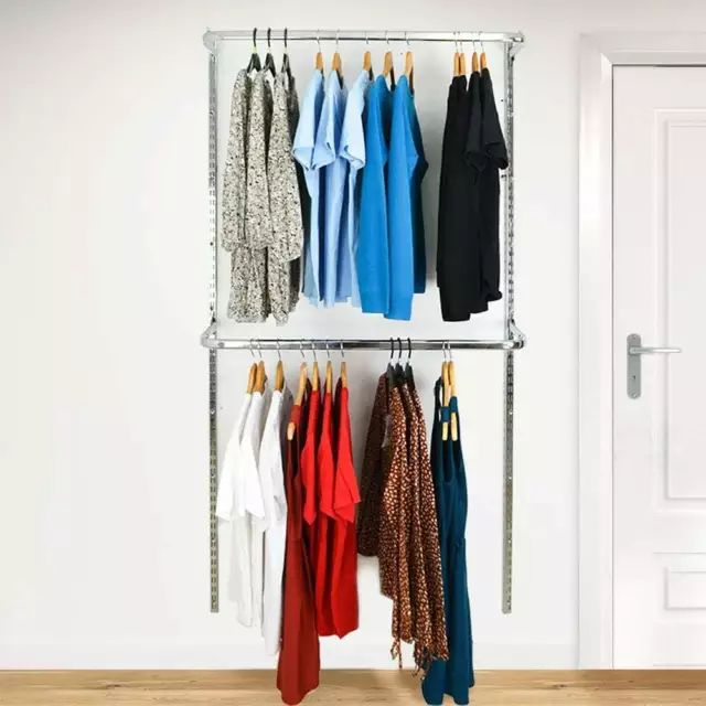 Twin Slot Wall Mounted Double Clothes Rail