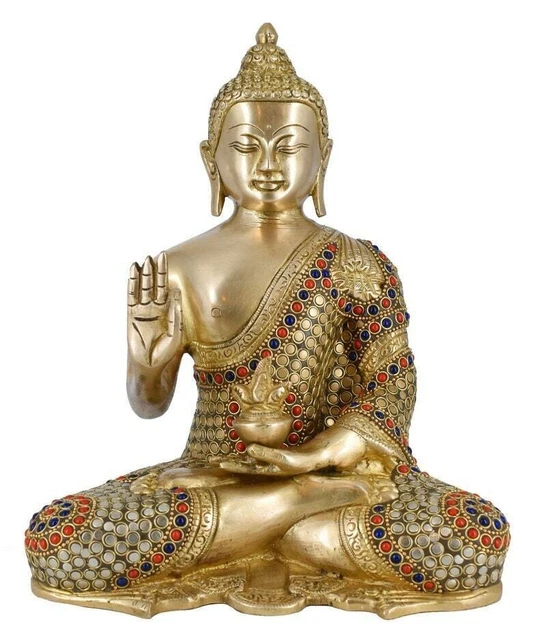 Brass Buddha Statue Blessing Murti for Home Decor