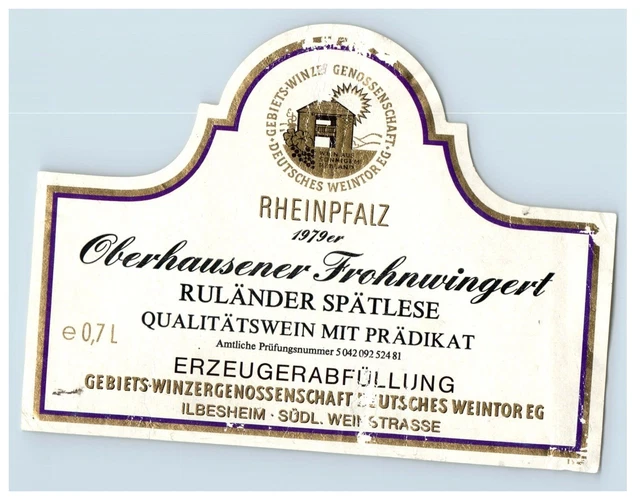 1970's-80's Oberhausener Frohnwiingert Spatlese German Wine Label Original S43E