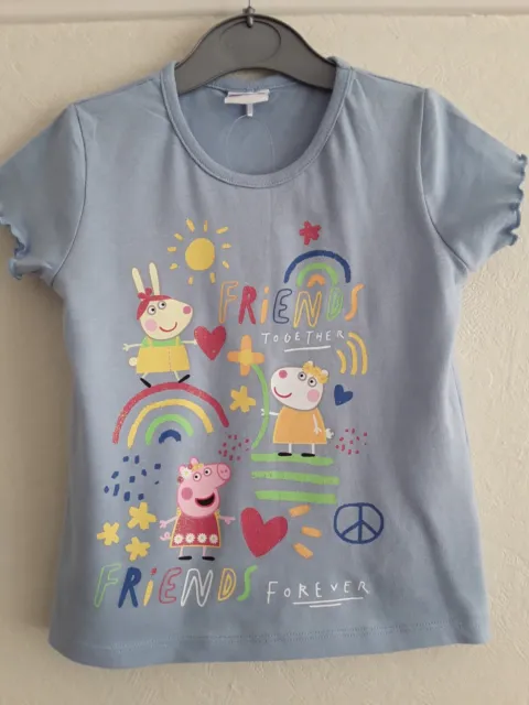BNWT Peppa Pig short sleeved top, blue mix, aged 2/3 years