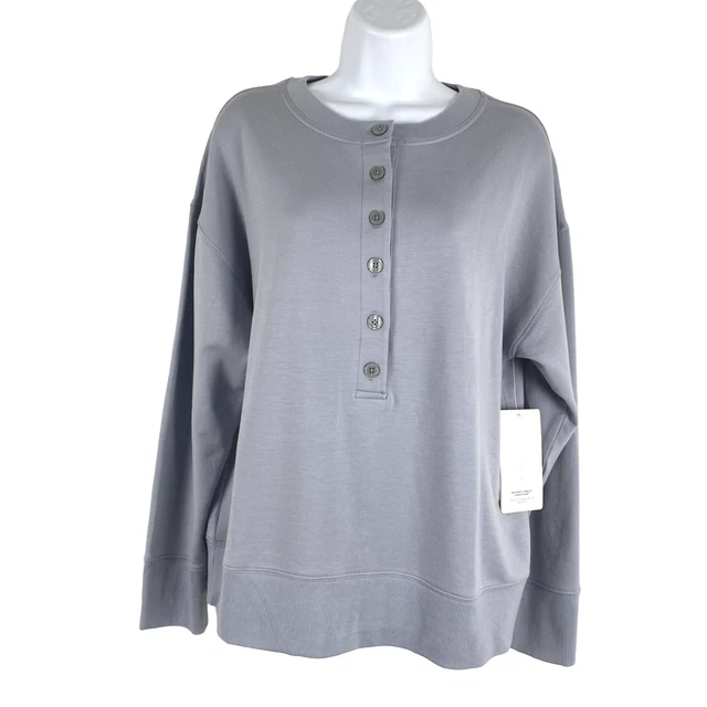 Athleta Balance Henley Sweatshirt Women's Small Blue Long Sleeve NWT