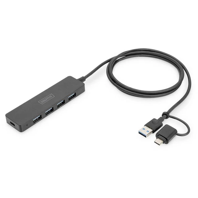 Hub USB 3.0 Digitus DA-70236 4 ports avec fiche mâle USB-C noir