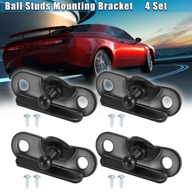 4 Set Black Car Ball Studs Mounting Brackets for Gas Struts Shocks 66x27x22mm