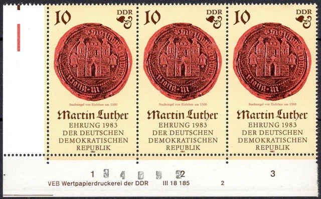 DDR 1982 Mi.Nr. 2754 ** postfrisch Eckrand mit DV Druckvermerk FN 2