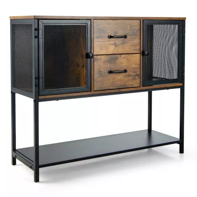 Credenza Industriale Con 2 Armadietti 2 Cassetti Ripiano Inferiore, Tavolino Ver