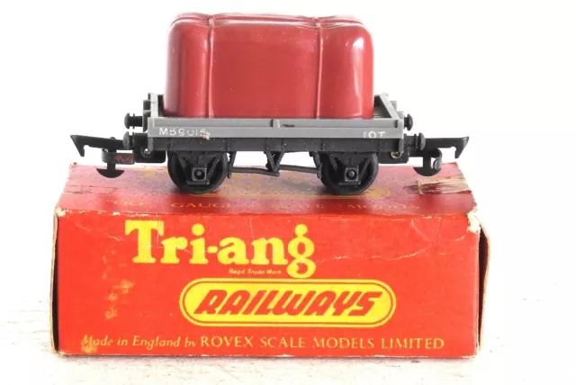 Boxed Triang R19 Brown Tarpaulin Load Flat Wagon Oo Gauge Model Train Pre Hornby