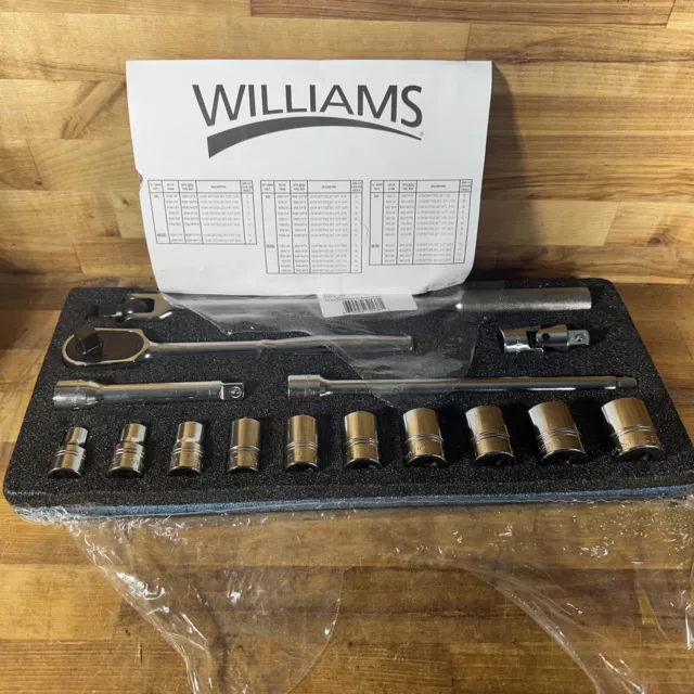 Williams USA 1/2” Drive WSS-15F SAE Shallow 12 Pt Socket Mechanic Tool Set 15 Pc Williams USA 1/2” Drive WSS-15F SAE Shallow 12 Pt Socket Mechanic Tool Set 15 Pc