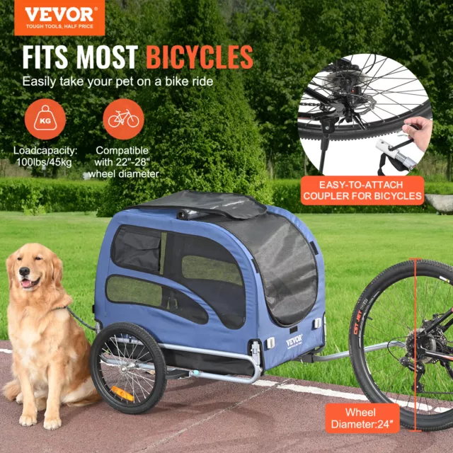 VEVOR Rimorchio per Cani Bici Passeggino per Animali Domestici Carico max. 45 kg 2