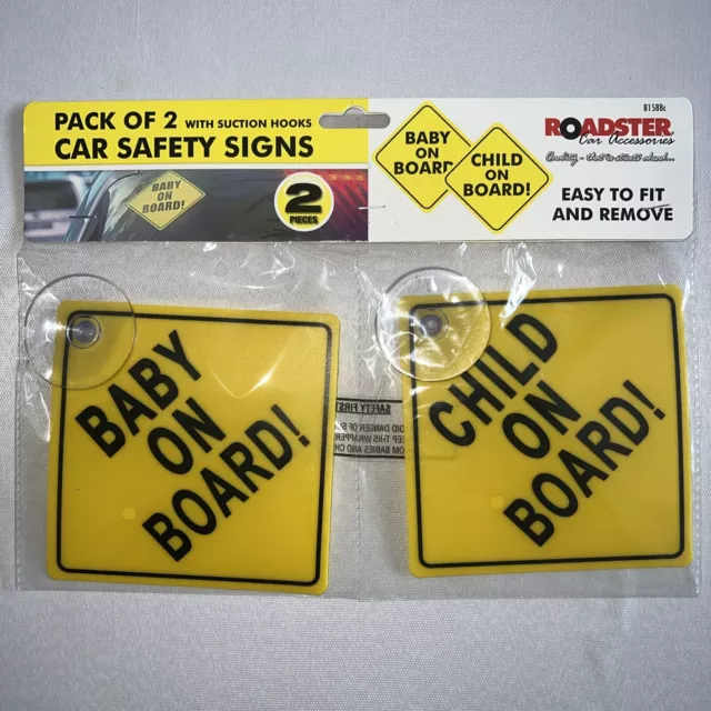 Baby On Board Child Safety Signs With 2 Suction Cup | Car Sign | Easy Fit