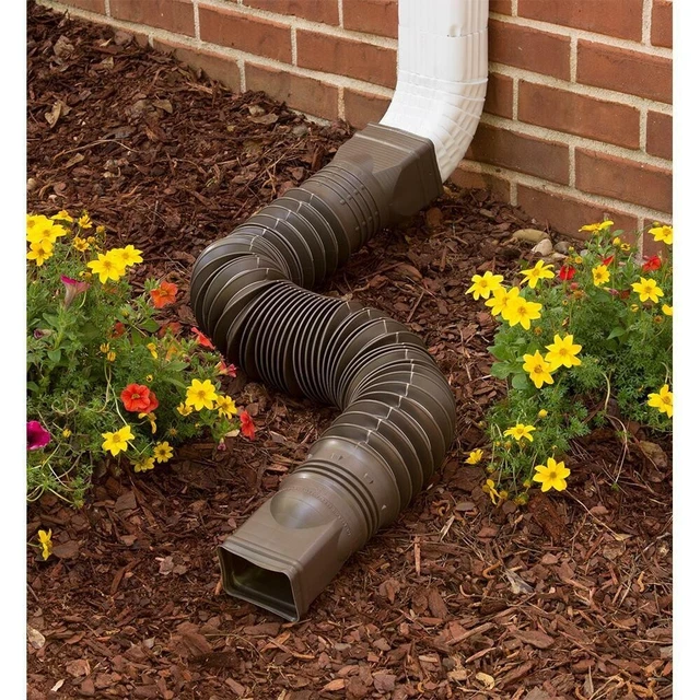 FLEXASPOUT DOWNSPOUT EXTENSION, Expandable From 25 to 55 in, Brown