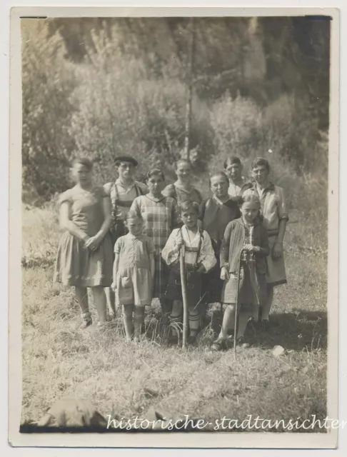 Wandergruppe - Trachten Donne Bambini Pantaloni IN Pelle - Vecchia Foto 1920er