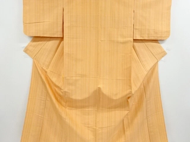 6810679: Japanese Kimono / Vintage Hitoe Kimono / Fushi Tsumugi / Woven Stripe