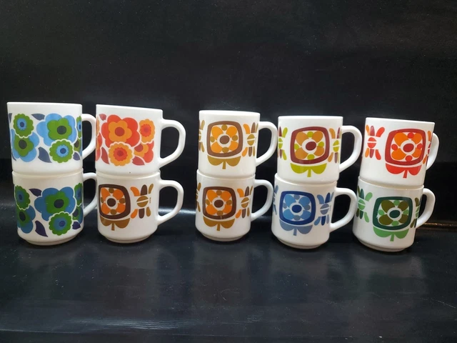 Lot De 2 Grands Mugs Arcopal Vintage - Motif Disney 'Histoire', Blanc, Occasion Bon état, Fabriqué En France