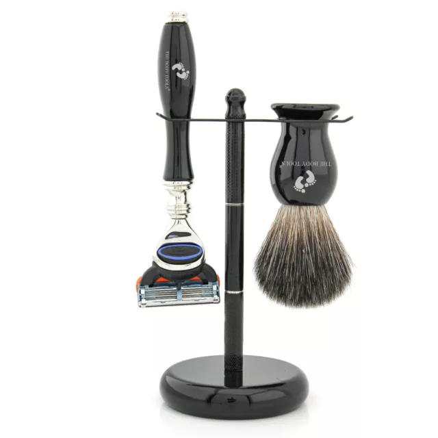 Clásico Completo Negro 3 Pieza Hombre Cuidado Facial Barba Removedor Kit de Piel