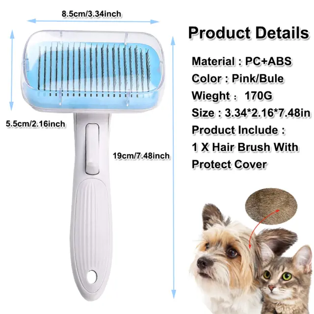 Upgarded Pet Hair Brush Dog Cat Hair Remover Comb Grooming Massage Deshedding US 3