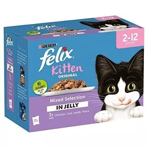 FELIX 12 PACK Kitten Mixed Selection Jelly Cat Food Pouches for Healthy  Growth £4.49 - PicClick UK