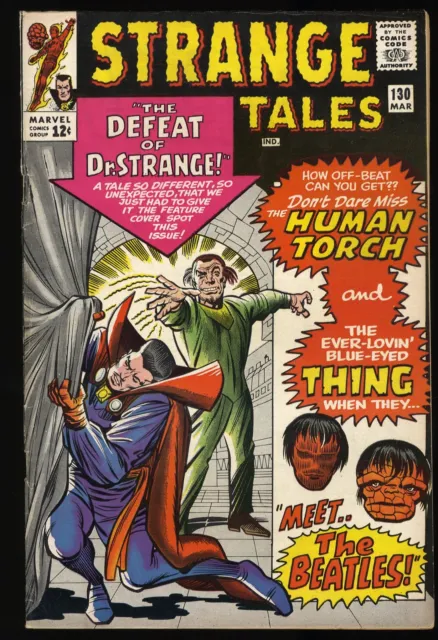 Strange Tales #130 VF 8.0 Cameo by The Beatles! 1965! Jack Kirby!  Marvel 1965