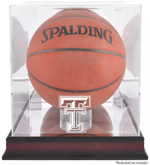 Texas Tech Red Raiders Antique Finish Basketball Display Case w/Mirror Back