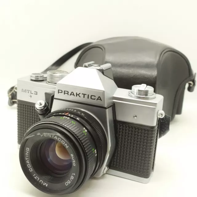 Praktica MTL 3 35mm Film SLR Camera, Pentacon Auto 1.8/50 Lens & Case - Tested