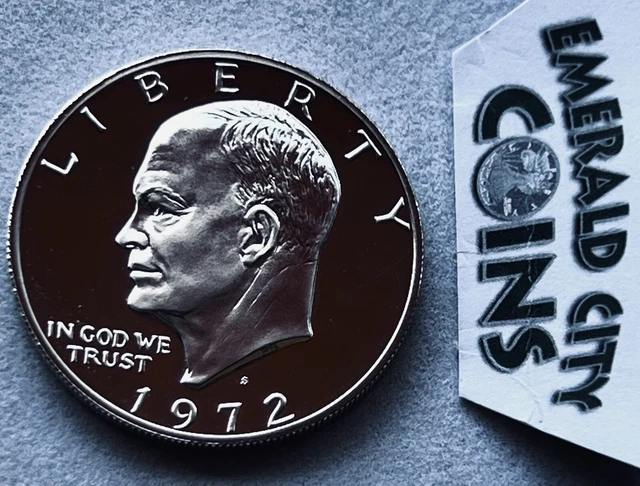 🇺🇸1972-S $1 Proof Eisenhower Silver Dollar Brilliant Uncirculated+ Dcam Coin