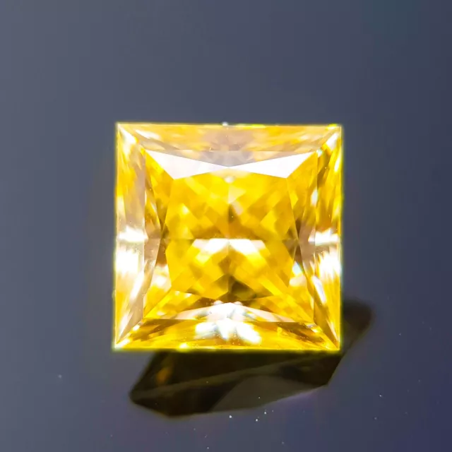 3.72Ct 7mm Princess Fancy Yellow Natural Loose Diamond VVS2 Lab Certified