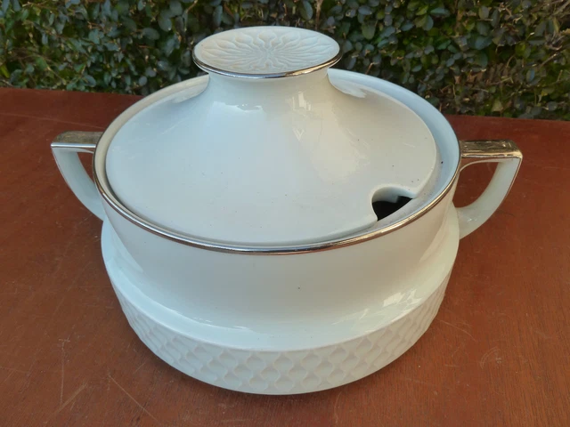 Soupière En Porcelaine Van Well 2,75L Avec Couvercle - Têtes De Lion Classique Blanche
