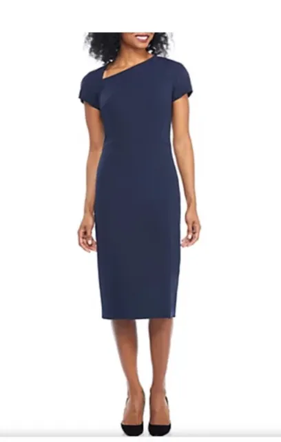 Maggy London Short Sleeve Asymmetrical Sheath Dress. Excellent condition size 8.