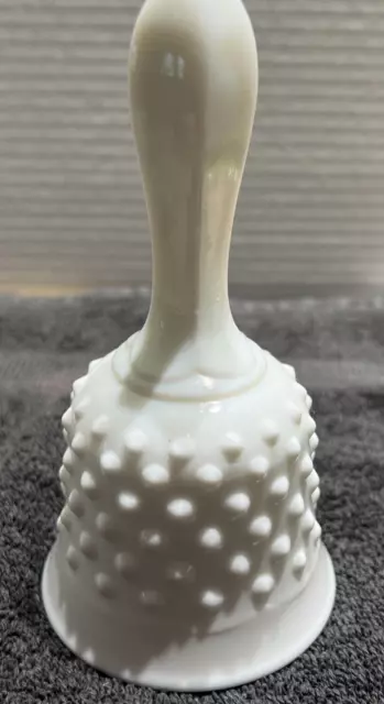 Vintage Fenton Art Glass White Milk Glass Hobnail Bell