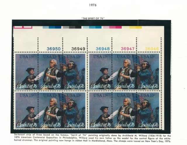 US Stamps 1976 US Sc 1629-1631 Scott Spirit of 76 Plate Block of 12 mnh og