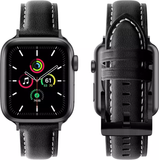 Lederarmband Kompatibel Für Apple Watch 38Mm 40Mm 41Mm, Premium Leder Schwarz 2