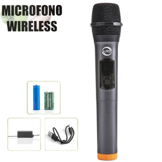 Microfono Dinamico Wireless On-Off Senza Fili Batteria Feste Karaoke Am-9532