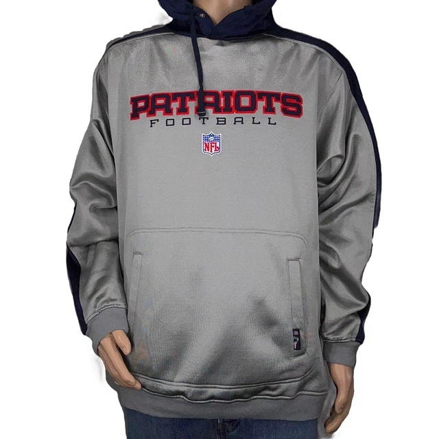 Felpa con cappuccio pullover poliestere vintage Reebok New England Patriots NFL grigio/argento