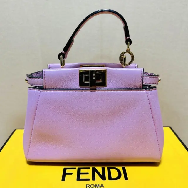 FENDI Micro Peekaboo Leather 2Way Shoulder Bag Pink 240223N 3