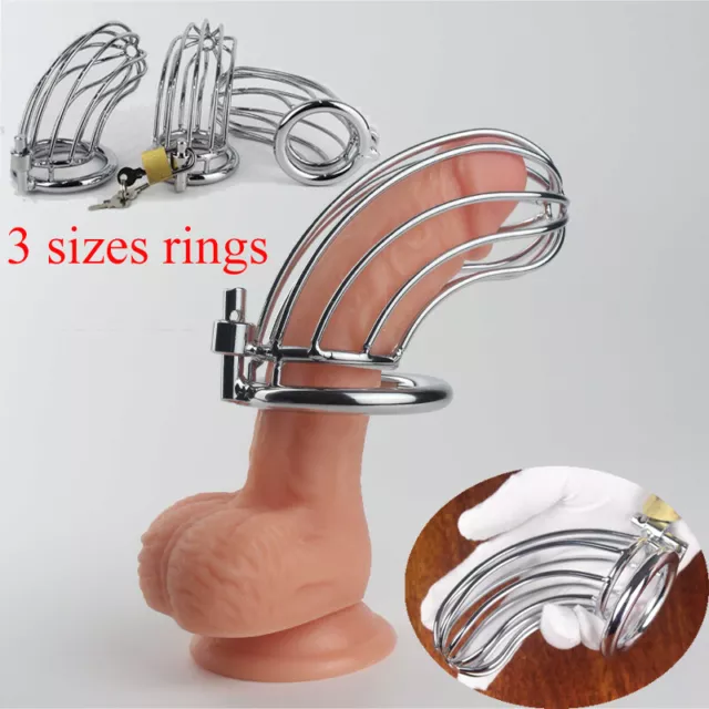 Bondage Male Chastity Cage Device Hollowing Out Metal Lockable Restraint BDSM UK